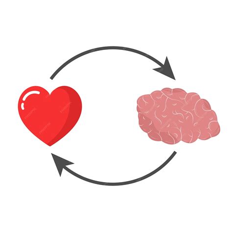 Heart and brain concept emotional quotient and intelligence icon and