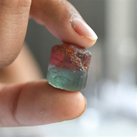 raw tourmaline gemstone tourmaline bicolor rough stone etsy