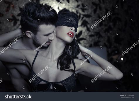 sexy playful couple bed foreplay night stock photo  shutterstock