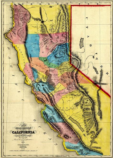 Vintage Map of the California Gold Rush Photograph by Benjamin Yeager ...