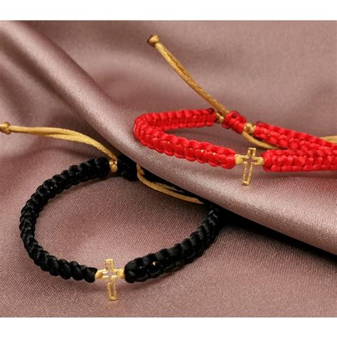 jual gelang tali emas charm salib cross emas asli    gold