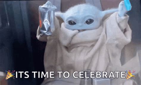 time  celebrate baby yoda star wars mandalorian gif gifdbcom