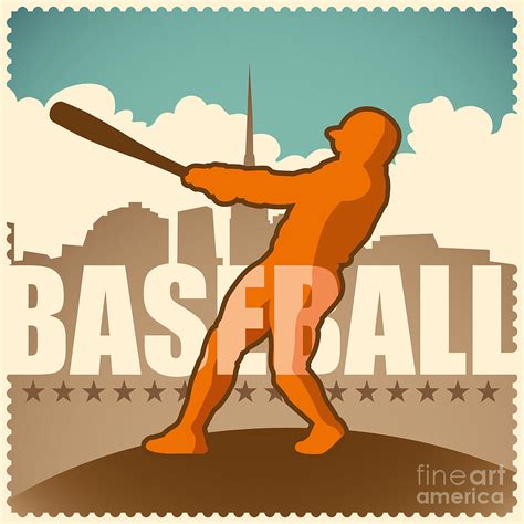 Retro Baseball Poster Vector Digital Art by Radoman Durkovic | Fine Art ...