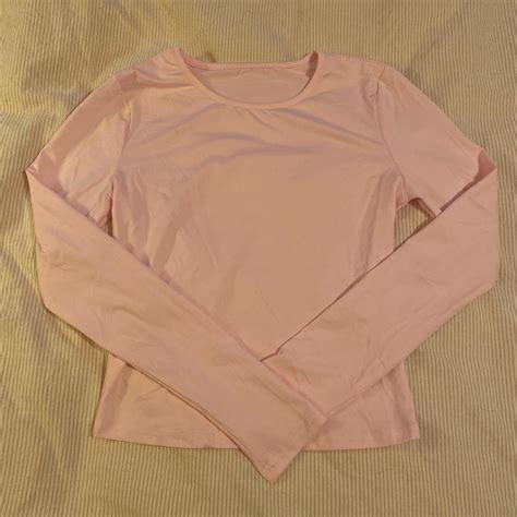 pink long sleeve top great  layering  wearing depop