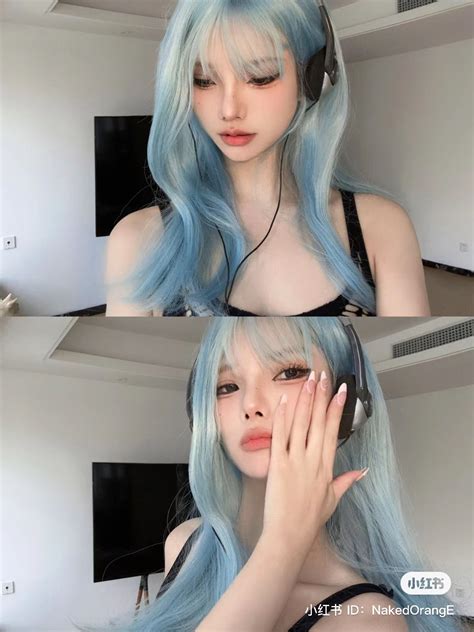 Pin by ㅤ on chuucom. | Asian girl fashion, Blue hair, Asian girl