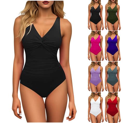 WNYEIME Women Tummy Control One Piece Swimsuit - V Neck Front Ruched