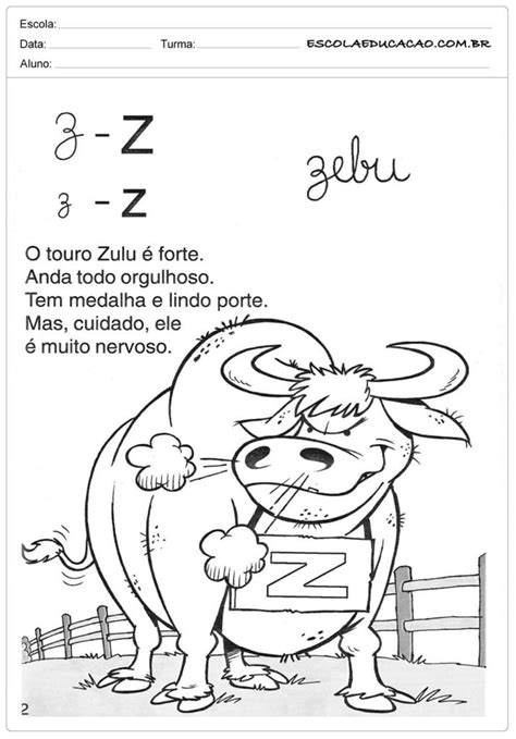 Atividades com a letra Z - Atividades prontas para imprimir