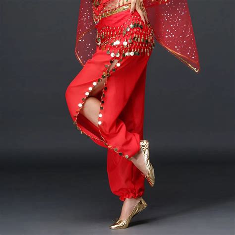 Hot Sale Wholesale Belly Dance Clothes Chiffon Coins Dance Pants Girls ...