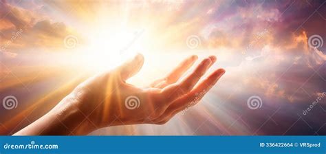Outstretched Hand Reaching Towards Bright Heavenly Light Stock Photo ... 