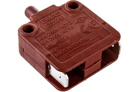 Мини-выключатель Emas мгновенного действия ,1Н0, 250В AC, 16А BS1010 ...