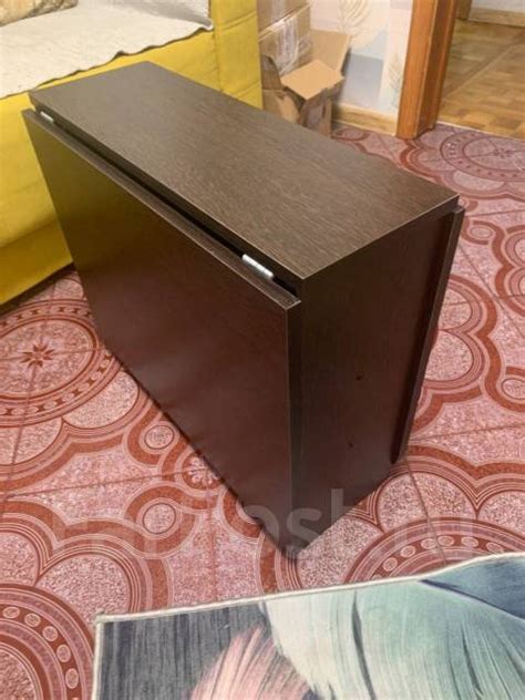 Стол-книжка мини, прямоугольный, раскладной, тёмное дерево, б/у, в ...