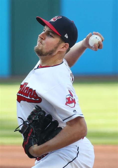 Cleveland Indians Trevor Bauer pitching against the Texas Rangers at ...