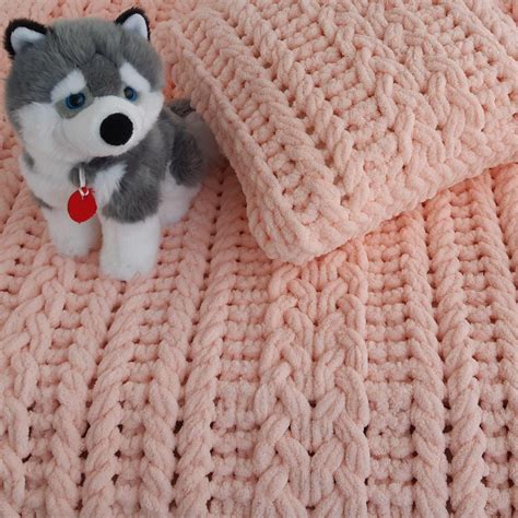 Pattern of Pink Knitted Baby Blanket From Yarn With Alise | Etsy