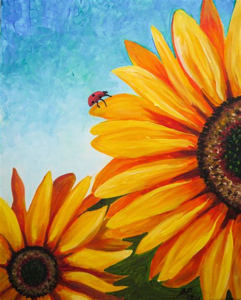 cocktails  canvas sunflower canvas paintings fall canvas painting