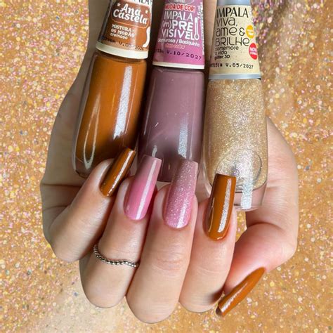 Esmalte Dourado Da Impala - Kit Esmaltes Impala Tons Marrom Dourado Glitter Esmalte Promoção ...