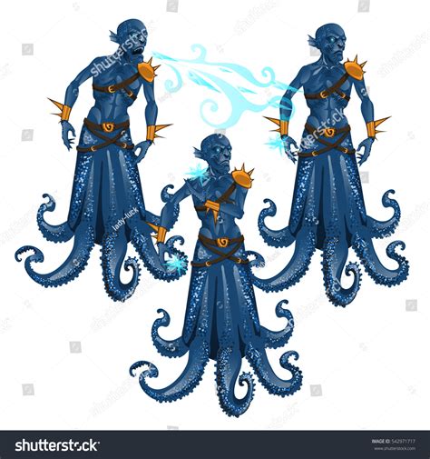 Set Animated Underwater Monsters Tentacles Isolated 库存矢量图（免版税）542971717