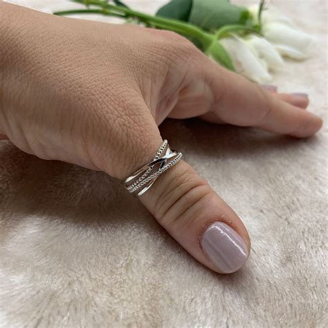 silver multi layer thumb ring chunky boho signet ring open adjustable