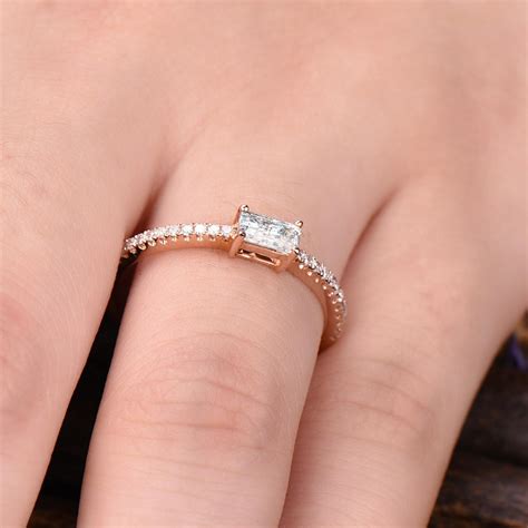Moissanite Engagement Ring Rose Gold Solid 10K/14K/18K Diamond - Etsy