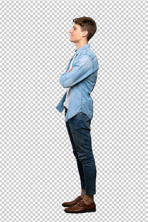 premium psd handsome young man  lateral position