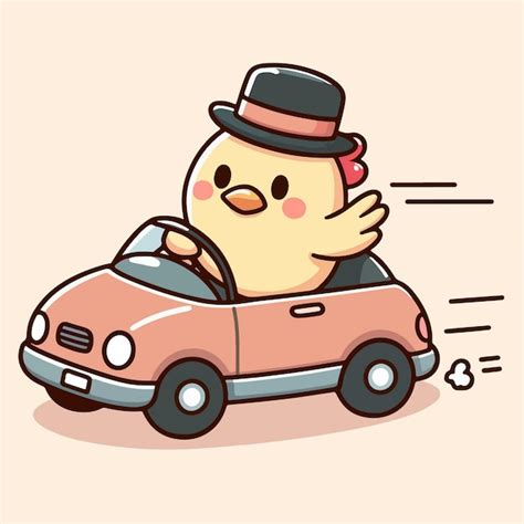 premium vector cute chicken driving  car cartoon character