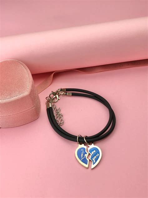 Zestaw bransoletek niebieske serce I love you - Coralove