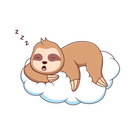 Cute cartoon sloth sleeping on the cloud. Vector illustration. cute ...