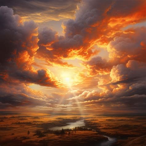 Premium Photo | Illustration of realistic sunset clouds