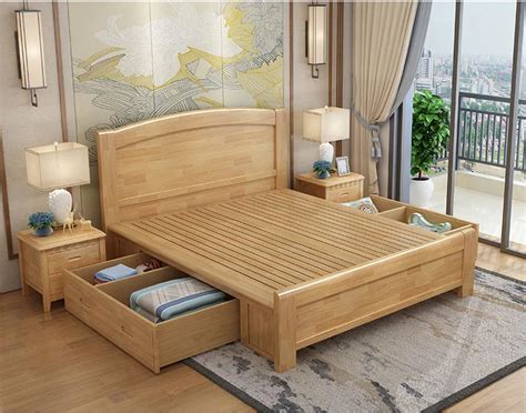 Latest Design Simple Solid Wood Furniture Wooden Double Bed - Buy Wood Double Bed Designs With ...