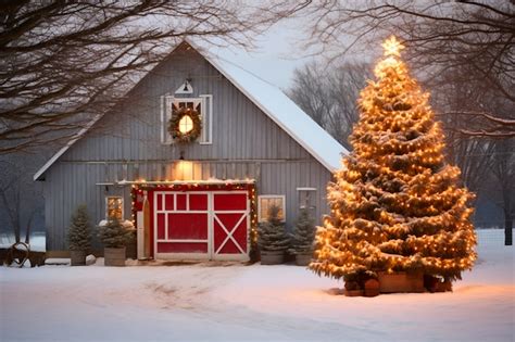 photo christmas tree  front  barn