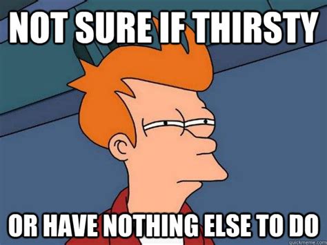 Not sure if thirsty or have nothing else to do - Futurama Fry - quickmeme