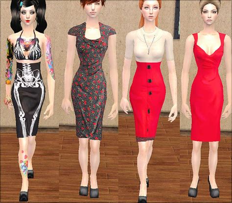 Mod The Sims - Dolled Up: 4 Pinup Outfits | Pin up outfits, Outfits ...