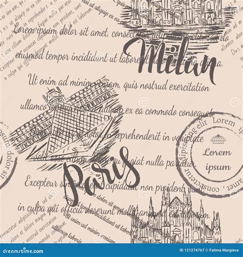 Faded Text, Hand Drawn Milan Cathedral, Lettering Milan, Hand Drawn the