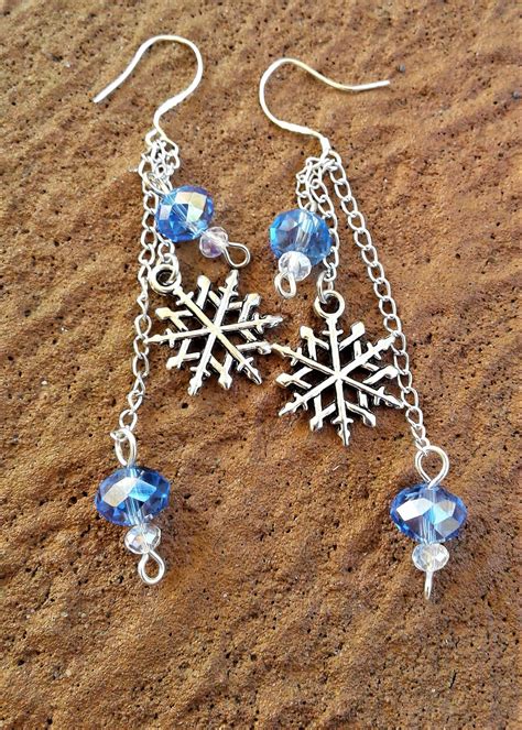 Snowflake Earrings Christmas Charm Earrings Xmas Winter Earrings