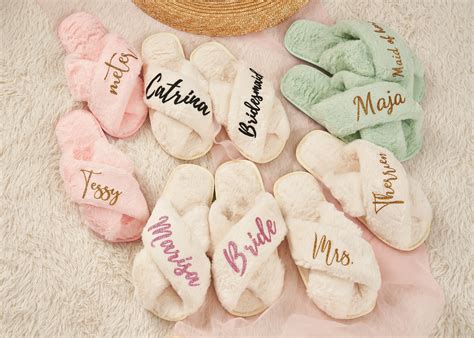 Personalized Slippers With Names Bridesmaid Slippers Custom - Etsy