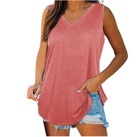 Summer Tops for Women Mgmyaa Women Tank Tops Plus Size V-Neck