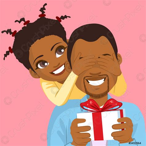 Black Daughter Congratulating Dad - stock vector 3452564 | Crushpixel