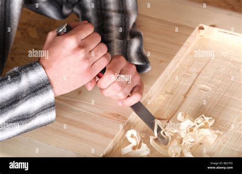 close   carpenter chiseling  chisel stock photo alamy