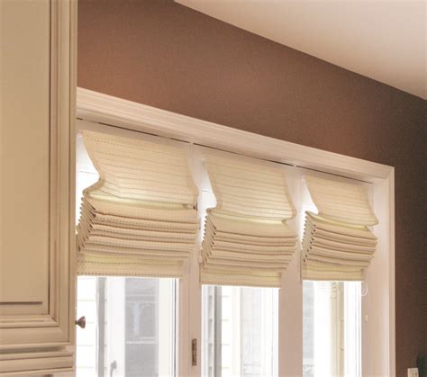 Roman Shades above French doors in kitchen by Creative House. | Home