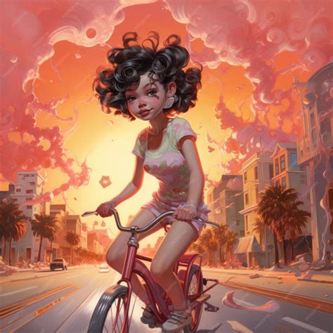 Premium AI Image | Betty Boop's Cosmic Cruise A Surreal Sunset Ride