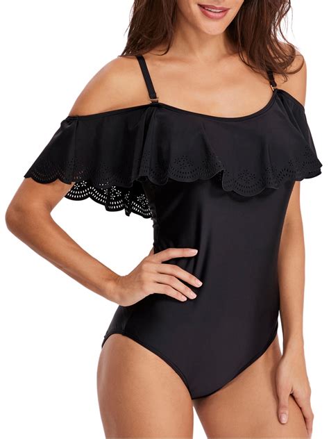 BEACHGIRL Women One Piece Swimsuit off Shoulder Flounce Swimwear Ruffle