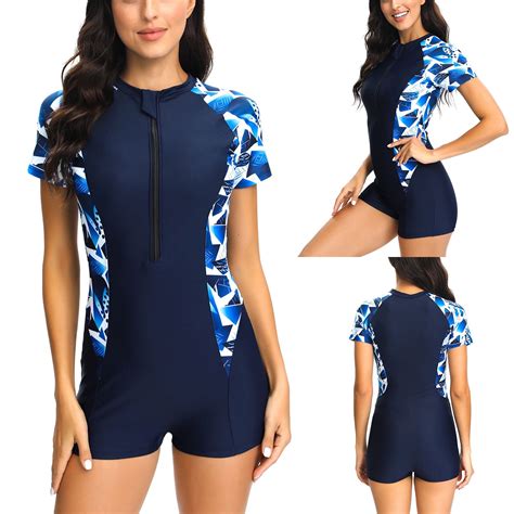 Jacenvly 2024 One Piece Swimsuits with Short Sleeves Fashion Short