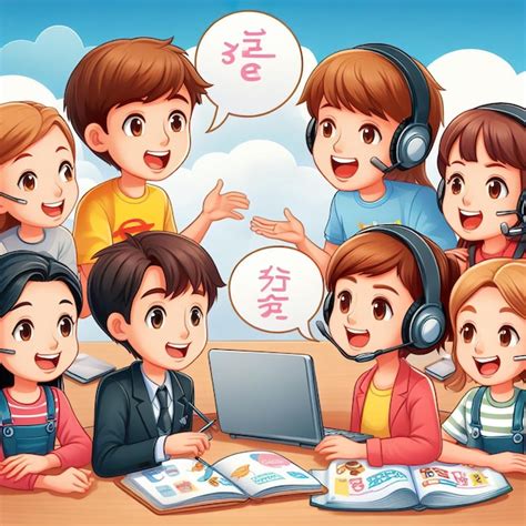 premium ai image happy learning language cartoon illustration