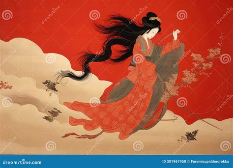 Japanese Art Female, Edo Period Stock Illustration - Illustration of ...