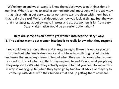 PPT - Kezai-Noble Tips on how to get women into bed PowerPoint