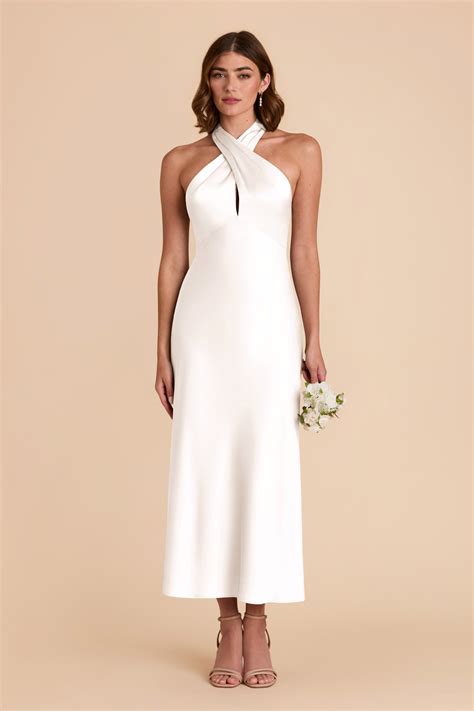 Monique Matte Satin little white dress | Birdy Grey