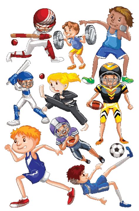 Many People Doing Different Types Of Sports Ball People Active Vector