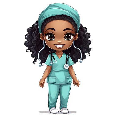 Premium Photo | Cartoon african american nurse in scrub suit and