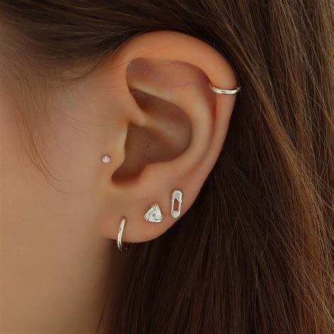 safety pin stud piercing  sterling silver musemond