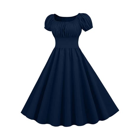 SMihono Basic for Ladies Summer Fall Short Sleeve Square Neck Midi Knee