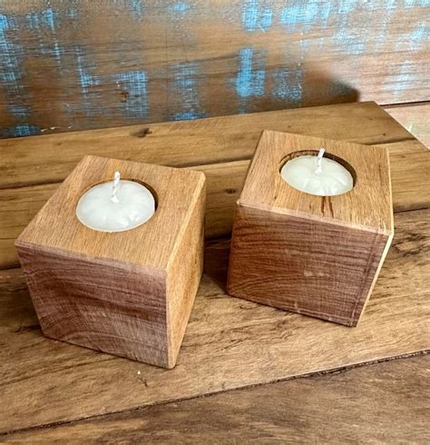 Porta Velas Em Madeira